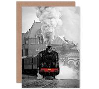 Wee Blue Coo STEAM TRAIN LOCOMOTIVE TRANSPORT RAIL PHOTO BLANK GREETINGS CARD