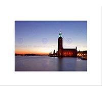 Wee Blue Coo Stockholm City Hall Night Art Wall Art Print