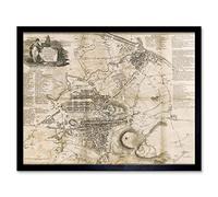 Wee Blue Coo Strangers Guide Old Map Edinburgh Leith Art Print Framed Poster Wall Decor 12X16 Inch