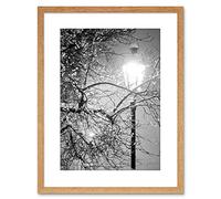 Wee Blue Coo Street Lamp Winter Night Black White Photo Framed Wall Art Print