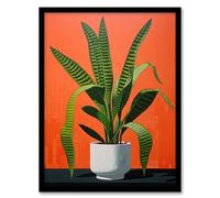 Wee Blue Coo Striking Snake Plant Bright Orange Green Art Print Framed Poster Wall Decor 12x16 inch