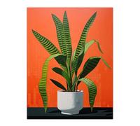 Wee Blue Coo Striking Snake Plant Bright Orange Green Extra Large XL Wall Art Poster Print