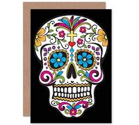 Wee Blue Coo Sugar Skull Day Of The Dead Greetings or Birthday Card