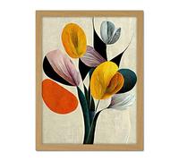 Wee Blue Coo Summer Flowers Floral Bouquet Bold Abstract Boho Illustration Artwork Framed Wall Art Print 18X24 Inch