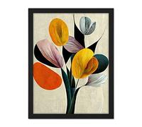 Wee Blue Coo Summer Flowers Floral Bouquet Bold Abstract Boho Illustration Artwork Framed Wall Art Print 18X24 Inch