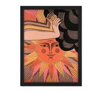 Wee Blue Coo Sun Hands Cloud World Peace Artwork Framed Wall Art Print 18X24 Inch