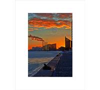 Wee Blue Coo Sunset Copenhagen Harbor Sunset Art Picture Wall Art Print