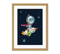 Wee Blue Coo Super Astronaut Kid Large Art Print Poster Wall Decor 18x24 inch Supplied Ready To Hang With Included Mount Brackets