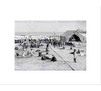 Wee Blue Coo SURF BATHING ATLANTIC CITY NJ VINTAGE OLD BW BLACK FRAMED ART PRINT B12X1020