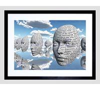 Wee Blue Coo Surreal Faces Masks Text Sky Art Framed Wall Art Print