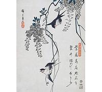 Wee Blue Coo Swallows And Wisteria Utagawa Hiroshige Unframed Wall Art Print Poster Home Decor Premium