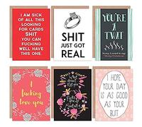 Wee Blue Coo Swearing Adult Funny All Occasions Various Assorted Blank Greeting Cards With Envelopes includes Xmas Birthday Engagement Pack of 6