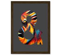 Wee Blue Coo Symbol & And Ampersand Sign Golden Bird Decorative Graffiti Mural Alphabet Initial Stencil Artwork Framed Wall Art Print A4