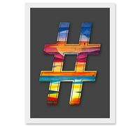 Wee Blue Coo Symbol # Hashtag Pound Sign Alien Landscape Decorative Graffiti Mural Alphabet Initial Stencil Artwork Framed Wall Art Print A4