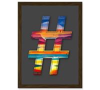 Wee Blue Coo Symbol # Hashtag Pound Sign Alien Landscape Decorative Graffiti Mural Alphabet Initial Stencil Artwork Framed Wall Art Print A4