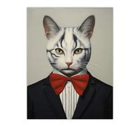 Wee Blue Coo Tabby Cat Who Came To Tea Pet Portrait Large Wall Art Poster Print Thick Paper 18X24 Inch