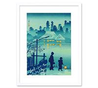Wee Blue Coo Takahashi Shotei Japanese House Lake Artwork Framed Wall Art Print 12X16 Inch