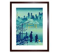 Wee Blue Coo Takahashi Shotei Japanese House Lake Artwork Framed Wall Art Print 12X16 Inch