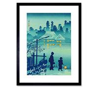 Wee Blue Coo Takahashi Shotei Japanese House Lake Artwork Framed Wall Art Print 12X16 Inch