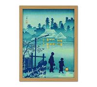 Wee Blue Coo Takahashi Shotei Japanese House Lake Artwork Framed Wall Art Print 18X24 Inch