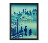 Wee Blue Coo Takahashi Shotei Japanese House Lake Artwork Framed Wall Art Print 18X24 Inch