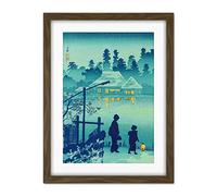 Wee Blue Coo Takahashi Shotei Japanese House Lake Artwork Framed Wall Art Print 18X24 Inch