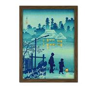 Wee Blue Coo Takahashi Shotei Japanese House Lake Artwork Framed Wall Art Print 18X24 Inch