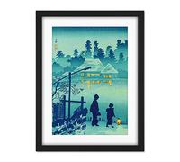 Wee Blue Coo Takahashi Shotei Japanese House Lake Artwork Framed Wall Art Print 18X24 Inch
