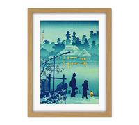Wee Blue Coo Takahashi Shotei Japanese House Lake Artwork Framed Wall Art Print 18X24 Inch