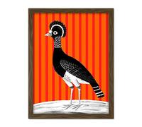 Wee Blue Coo Tall Birds On Stripes Carafson Hen Artwork Framed Wall Art Print 18X24 Inch
