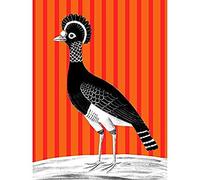Wee Blue Coo Tall Birds On Stripes Carafson Hen Unframed Art Print Poster Wall Decor 12X16 Inch
