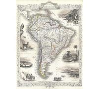 Wee Blue Coo Tallis Map South America 1850 Vintage Art Print Poster Wall Decor 12X16 Inch