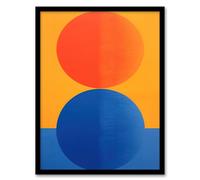 Wee Blue Coo Tangerine and Cobalt Blue Orbs Abstract Artwork Framed Wall Art Print A4