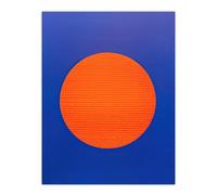 Wee Blue Coo Tangerine Sunrise Minimalist Circle Blue Amber Sun Colour Block Painting Extra Large XL Wall Art Poster Print