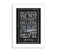 Wee Blue Coo Teacher Mind Heart Aristotle Inspiration Wall Typography Quote Canvas Art Print