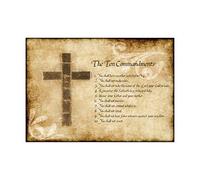 Wee Blue Coo TEN 10 COMMANDMENTS CROSS CHRISTIAN QUOTE ART PRINT PICTURE F12X1145