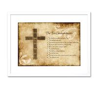 TEN 10 COMMANDMENTS CROSS CHRISTIAN QUOTE FRAME ART PRINT PICTURE F12X1145