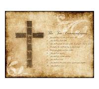 Wee Blue Coo Ten Commandments 10 Cross Christian Religious Quote Typography Art Print Poster Wall Decor 12X16 Inch