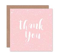 Wee Blue Coo THANK YOU CARD - STARS PATTERN TYPOGRAPHY LIGHT ROSE