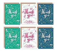 Wee Blue Coo Thank You Cards x6 Floral Flowers Green Pretty Set (3 Designs)