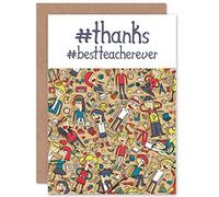 Wee Blue Coo Thank You Teacher Hashtag Blank Greeting Card