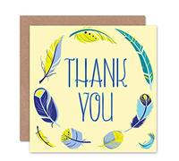Wee Blue Coo THANK YOU THANKS FEATHERS NEW ART GREETINGS GIFT CARD