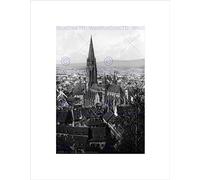 Wee Blue Coo THE CATHEDRAL FREIBURG BADEN GERMANY 1895 OLD BW FRAMED ART PRINT MOUNT B12X1152