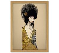 Wee Blue Coo The Goddess in Gold Black Klimt Style Robe Artwork Framed A3 Wall Art Print