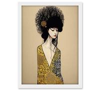 Wee Blue Coo The Goddess in Gold Black Klimt Style Robe Artwork Framed A3 Wall Art Print
