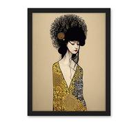 Wee Blue Coo The Goddess in Gold Black Klimt Style Robe Artwork Framed Wall Art Print 18X24 Inch