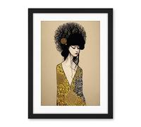 Wee Blue Coo The Goddess In Gold Black Klimt Style Robe Artwork Framed Wall Art Print 18X24 Inch