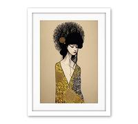 Wee Blue Coo The Goddess In Gold Black Klimt Style Robe Artwork Framed Wall Art Print 18X24 Inch