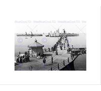 Wee Blue Coo THE JETTY MARGATE KENT ENGLAND 1897 OLD BW BLACK FRAMED ART PRINT B12X1171