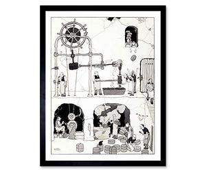 Wee Blue Coo The Man Heath Robinson Art Print Framed Poster Wall Decor 12X16 Inch
